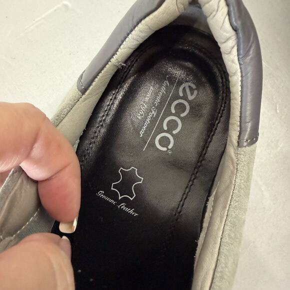 ECCO Soft 7 Men’s Sneakers Gray Suede Leather Blue Lace Comfort Shoes US 9-9.5 main image 6